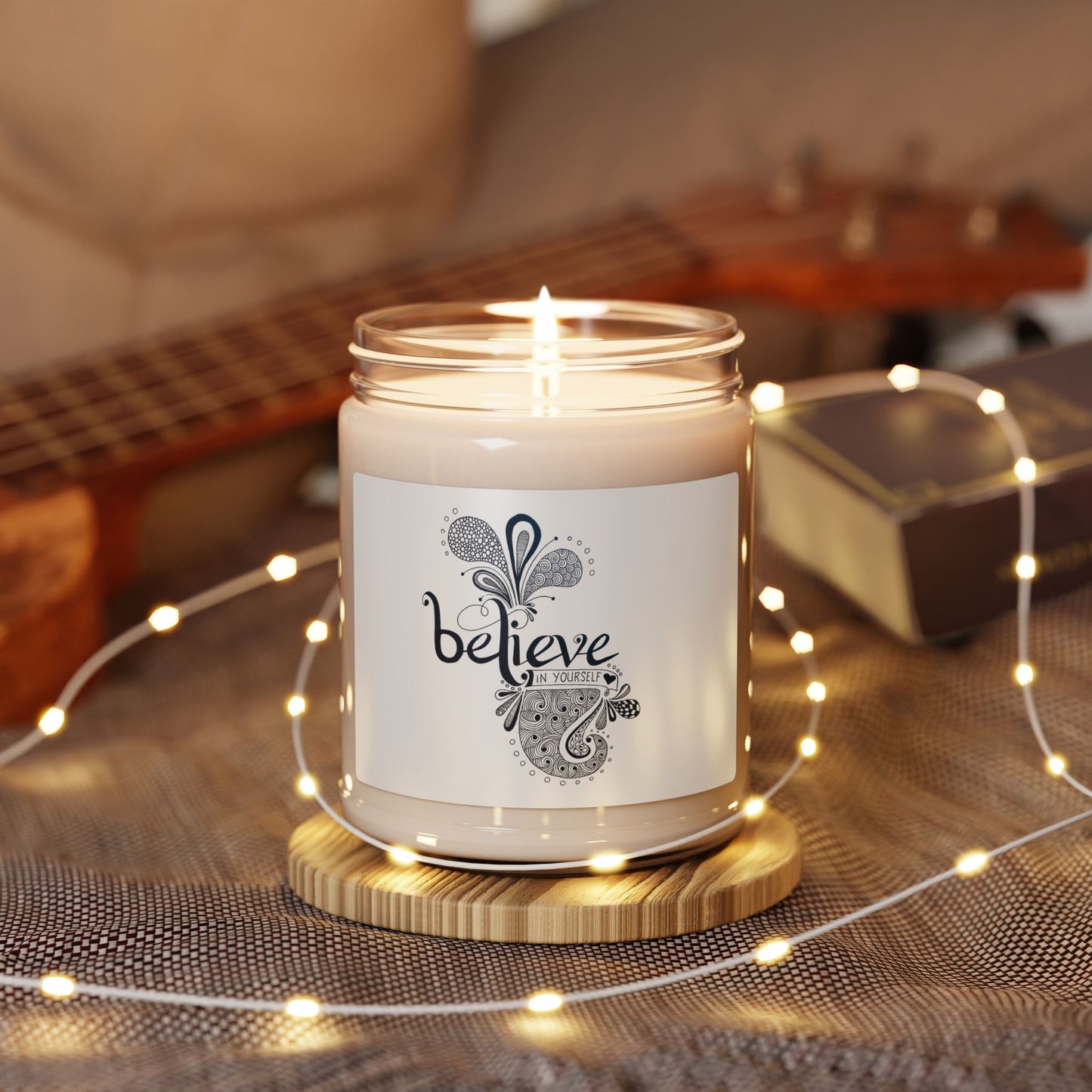Believe in Yourself Soy Candle — 9oz Handmade Zentangle-Inspired Scented Candle
