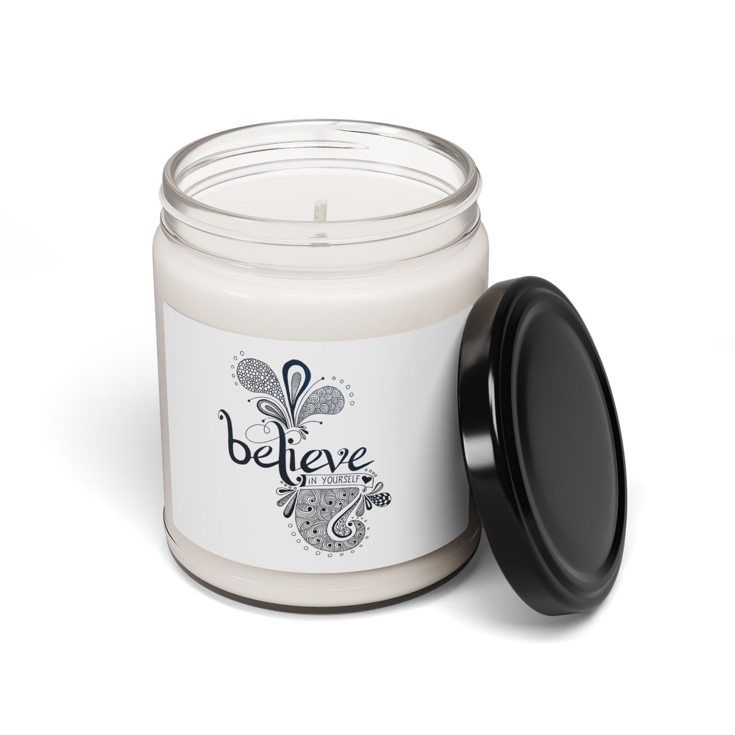 Believe in Yourself Soy Candle — 9oz Handmade Zentangle-Inspired Scented Candle