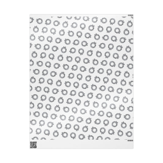 Holiday Wreath Wrapping Paper — Festive Black & White Gift Wrap