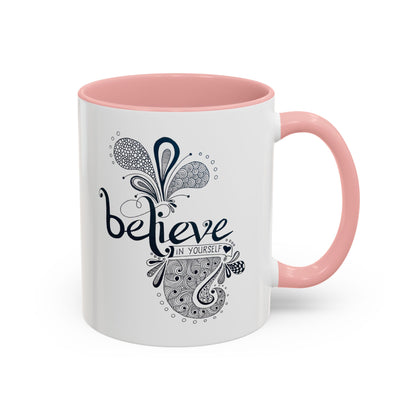 Mug - 'Believe in Yourself' Hand-drawn Zentangle Art Print