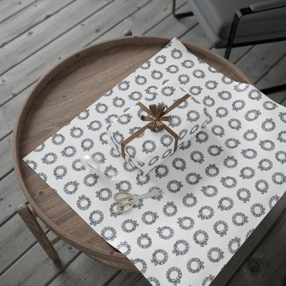 Holiday Wreath Wrapping Paper — Festive Black & White Gift Wrap
