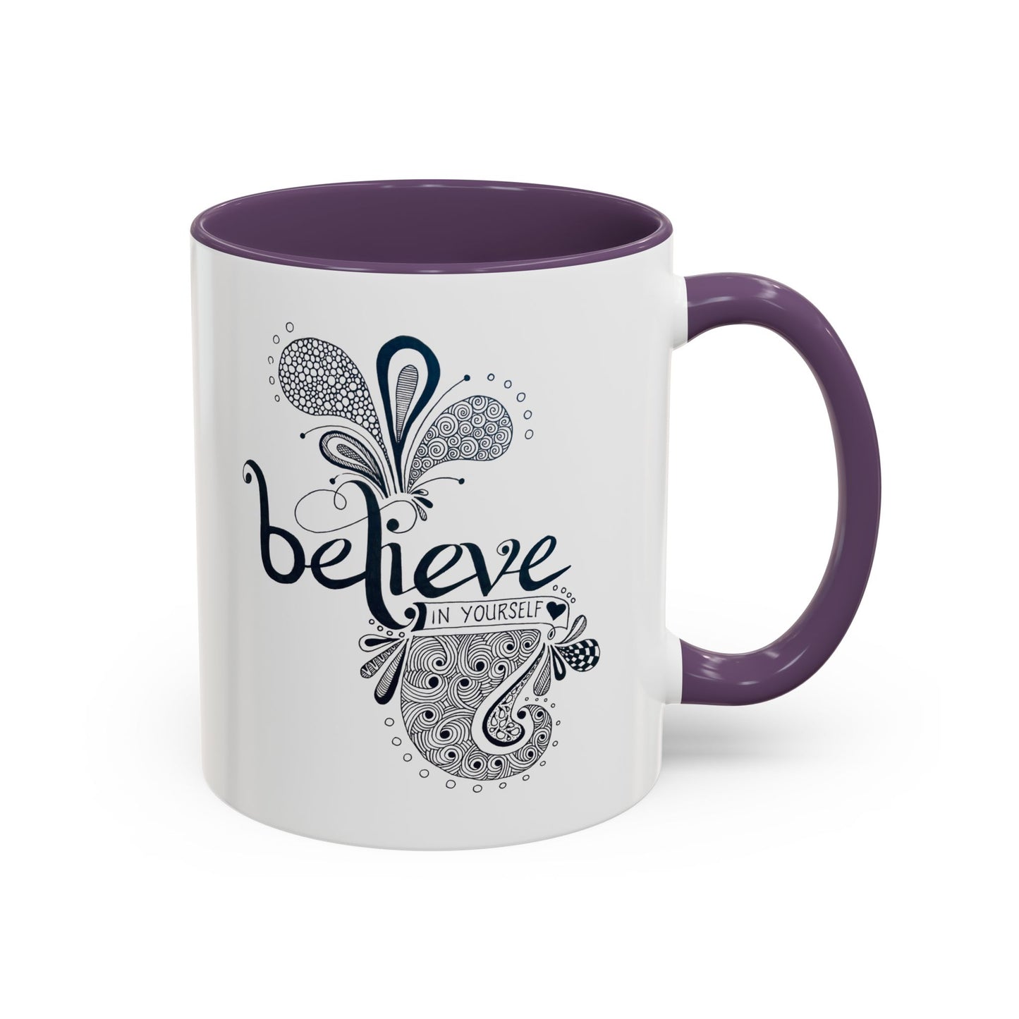 Mug - 'Believe in Yourself' Hand-drawn Zentangle Art Print