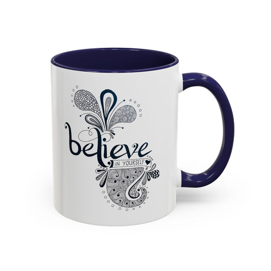 Mug - 'Believe in Yourself' Hand-drawn Zentangle Art Print