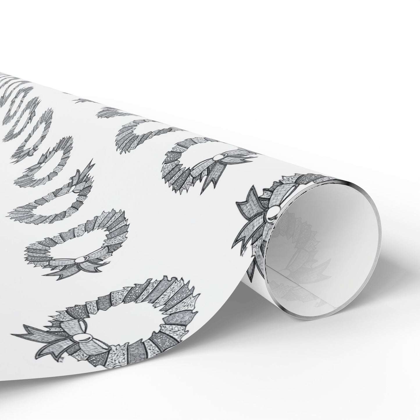 Holiday Wreath Wrapping Paper — Festive Black & White Gift Wrap